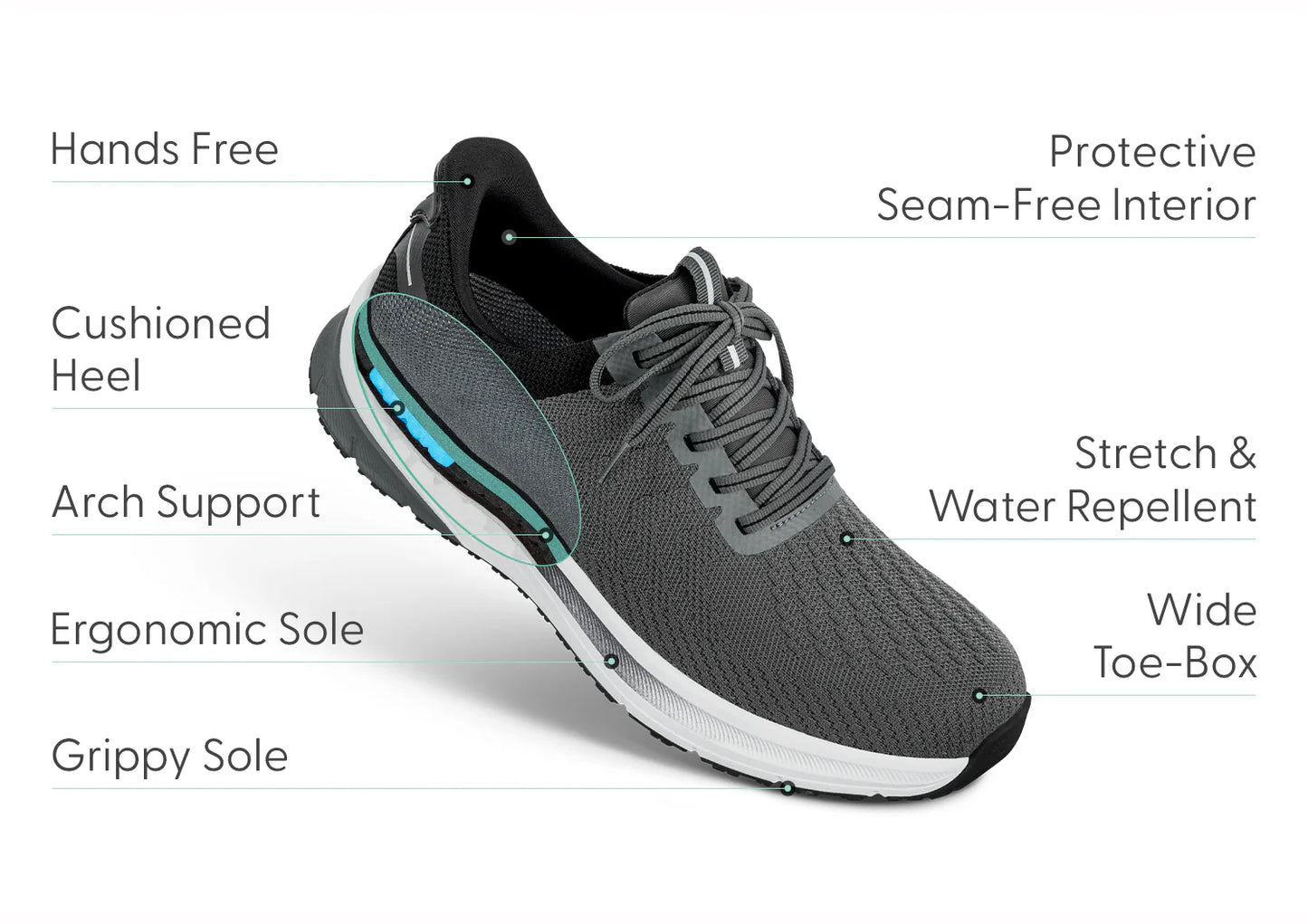 Tilos Hands-Free Grey Mens Stretch Trainers