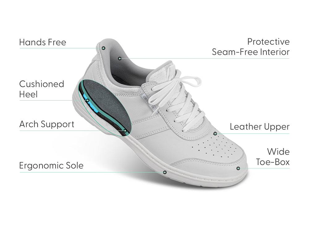 Pierre Hands-Free White Mens Leather Shoes
