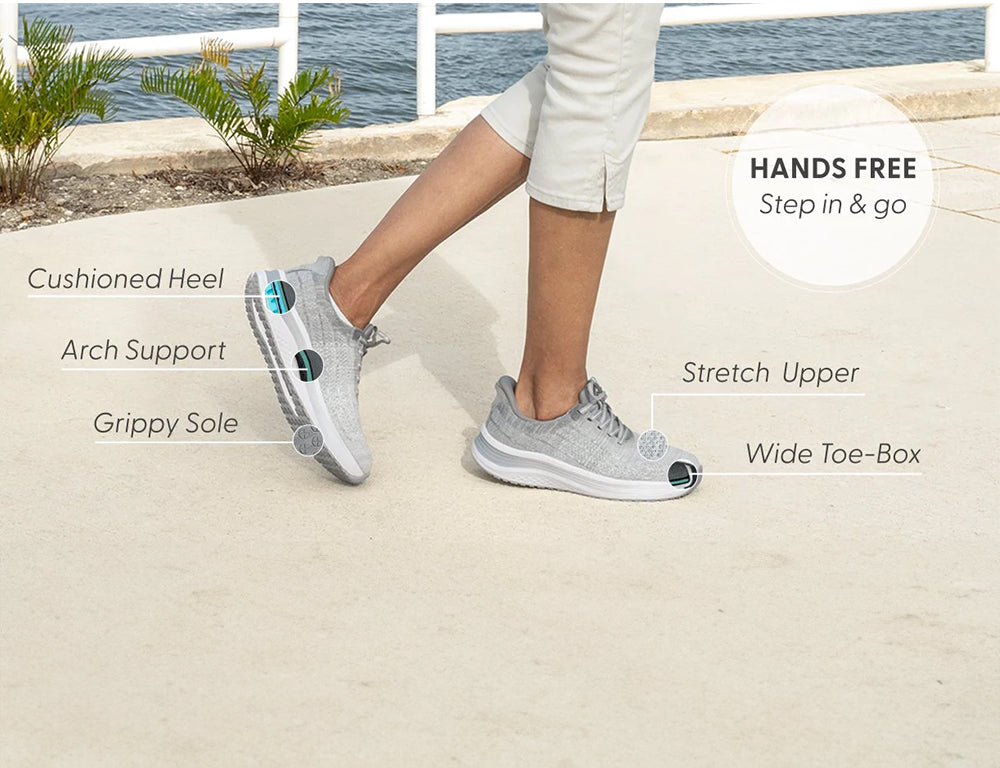Nira Hands-Free Light Grey Womens Stretch Trainers