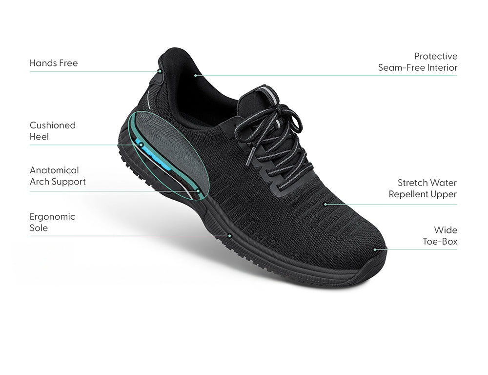 Kita Hands-Free Black Black Womens Stretch Trainers