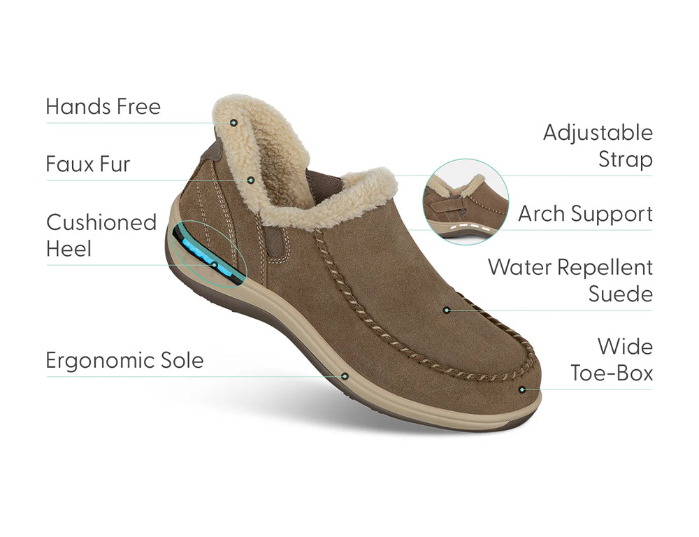 Lorin Hands-Free Light Brown Womens Suede House Shoes