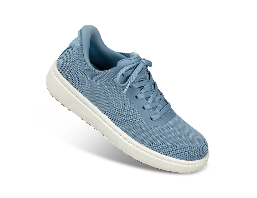 Womens Hands-Free Wander Blue Knit Trainers