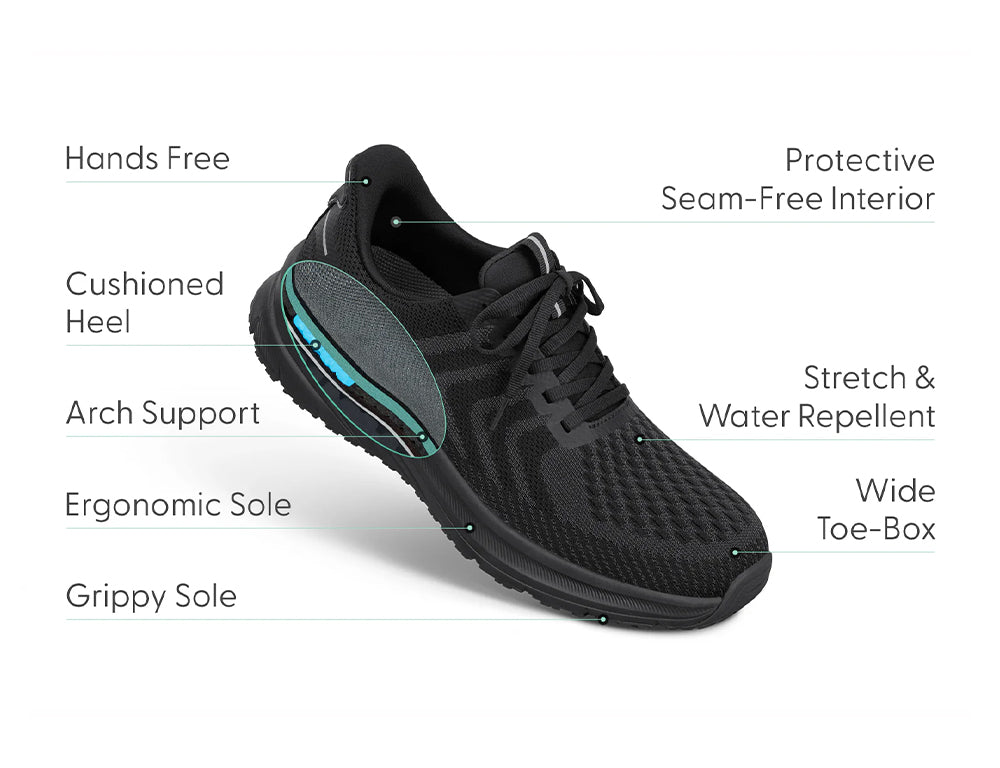 Tilos Hands-Free Black Black Mens Stretch Trainers