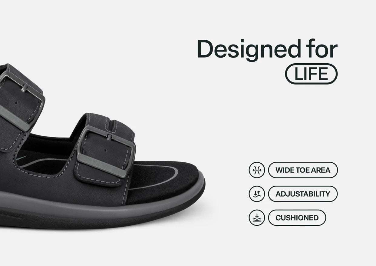 Minerva Hands-Free Black Womens Sandals