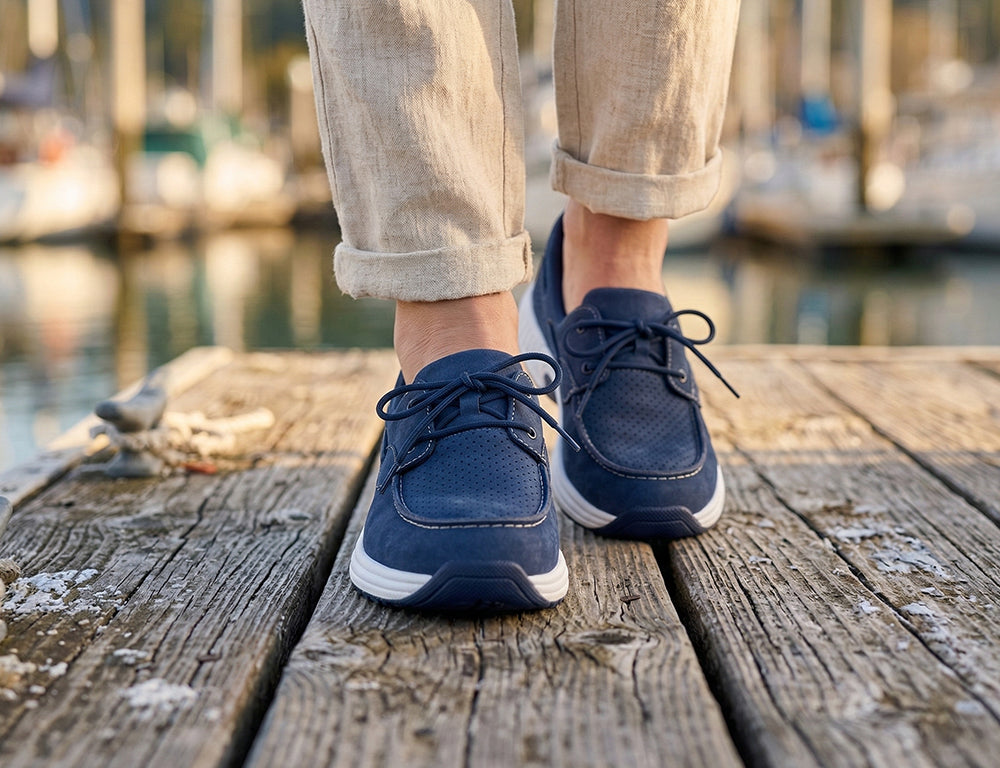 Captain Hands-Free Navy Womens Boat Shoes