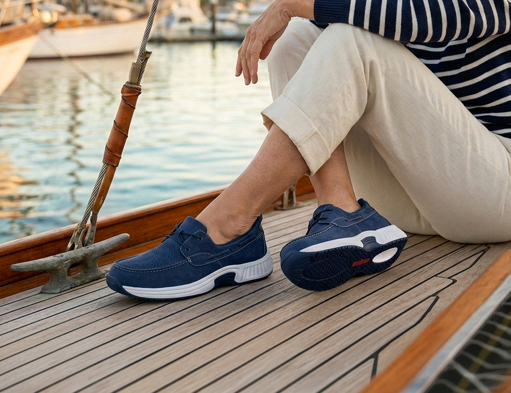 Captain Hands-Free Navy Womens Boat Shoes
