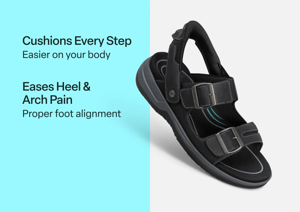 Jupiter Black Hands-Free Mens Sandals