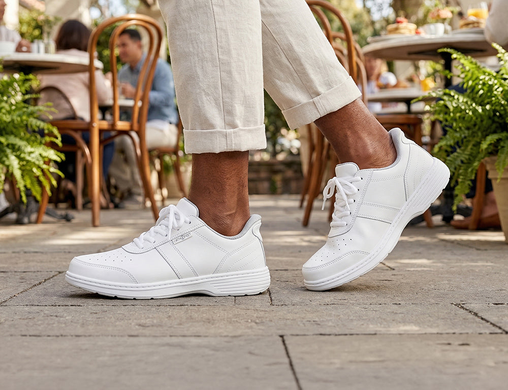 Pierre Hands-Free White Mens Leather Shoes