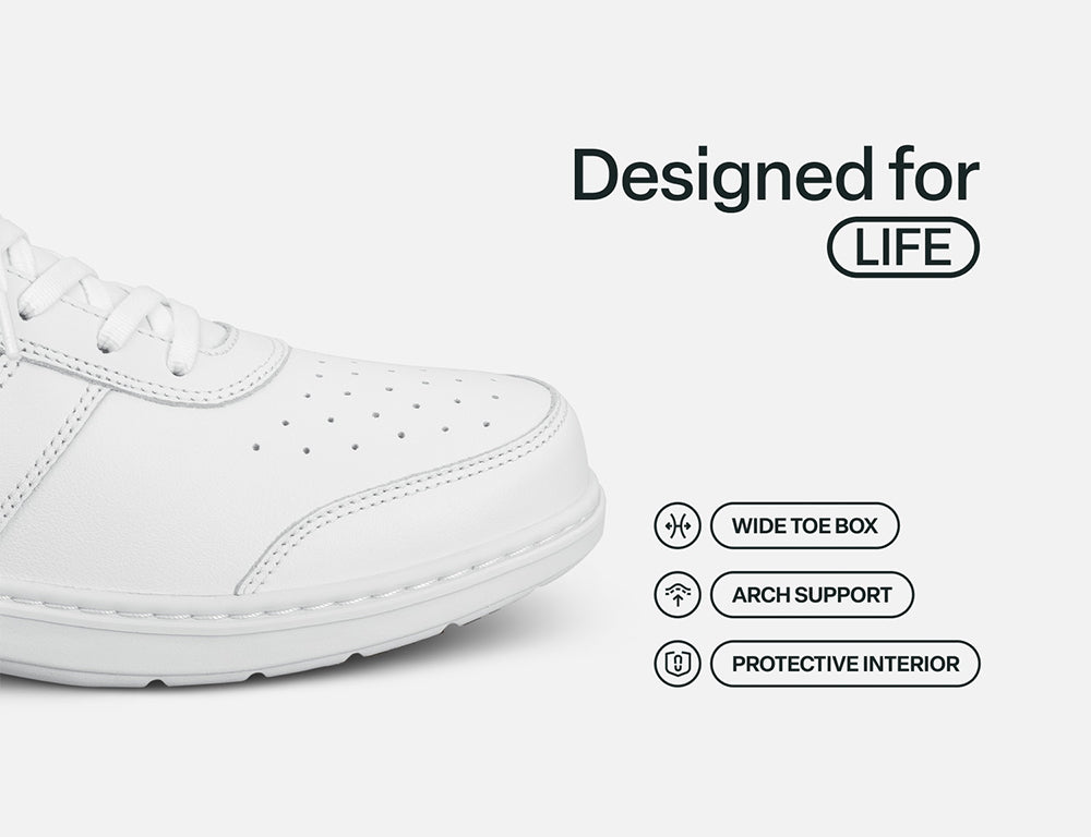 Pierre Hands-Free White Mens Leather Shoes