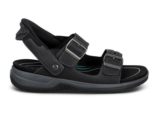 Orthofeet Mens Hands-Free Jupiter Black Sandals ShoeMed