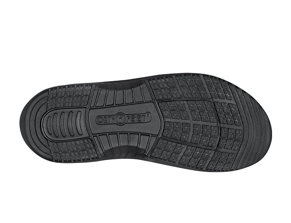 Orthofeet Mens Hands-Free Jupiter Black Sandals ShoeMed