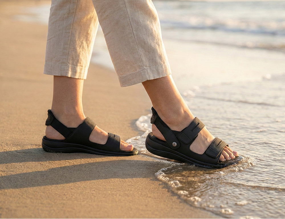 Calypso Hands-Free Black Womens Sandals