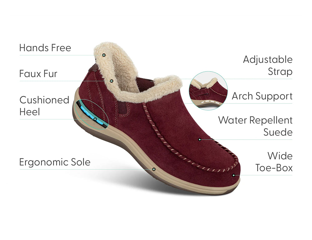 Lorin Hands-Free Bordeaux Womens Suede House Shoes