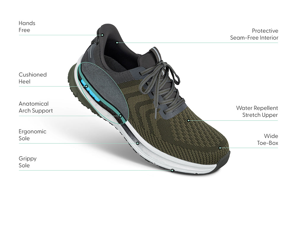 Tilos Hands-Free Olive Mens Stretch Trainers