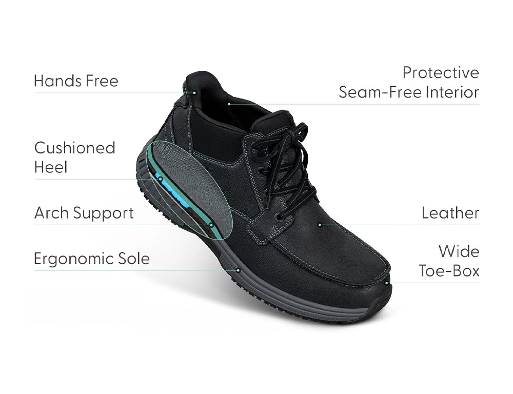 Verno Hands-Free Black Mens Leather Boots