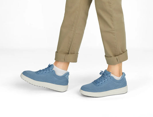 Womens Hands-Free Wander Blue Knit Trainers