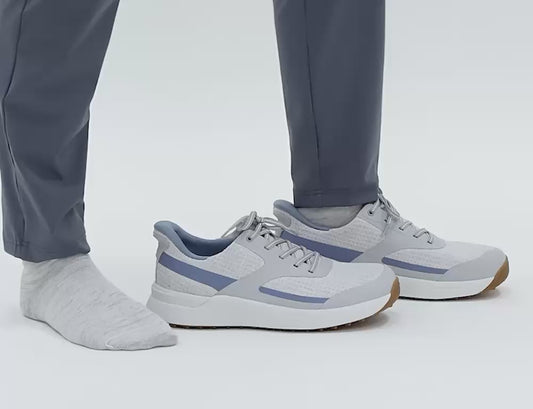 Mens Hands-Free Fairway White Blue Grey Golf Shoes