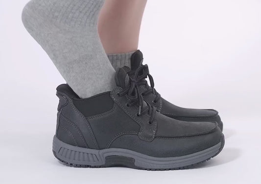 Verno Hands-Free Black Mens Leather Boots