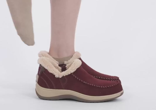 Lorin Hands-Free Bordeaux Womens Suede House Shoes