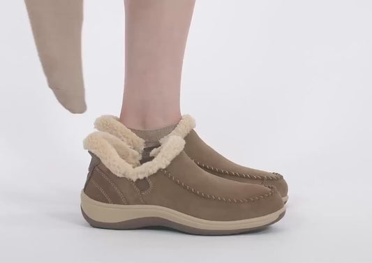 Lorin Hands-Free Light Brown Womens Suede House Shoes