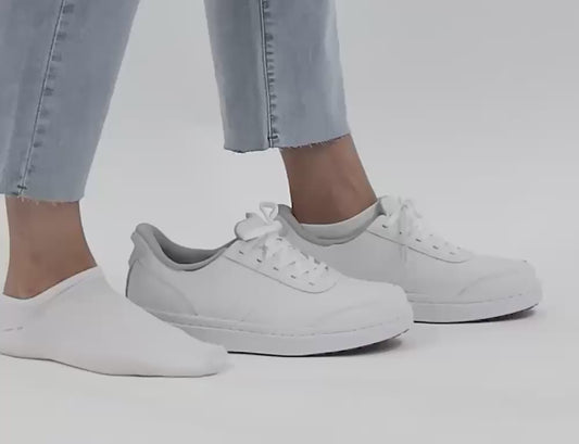 Wander Hands-Free White Womens Leather Trainers